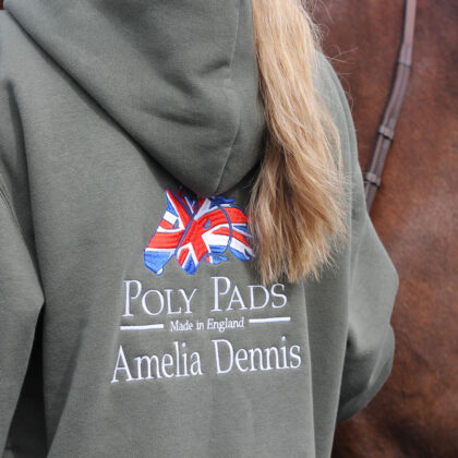 Olive Hoodie with Polypads logo and personalised embroidery