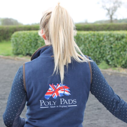 Ladies Navy Fleece Gilet with Polypads Logo
